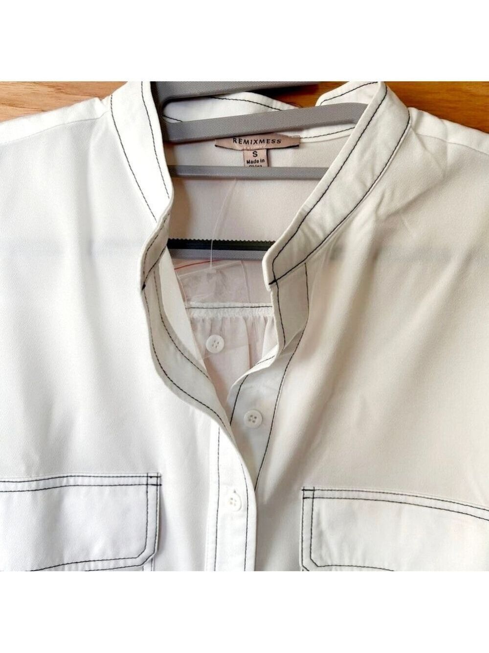 REMIXMESS WHITE HENLEY BLOUSE - NWT - Picture 5 of 9